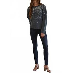 NEW BY TOGETHER sparks fly crew sweater in charcoal silver